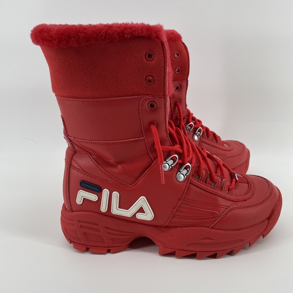 Fila Disruptor Fur Top Women's Boots Fila Red-Fila Navy-White 5HM00560-616 - Picture 3 of 6